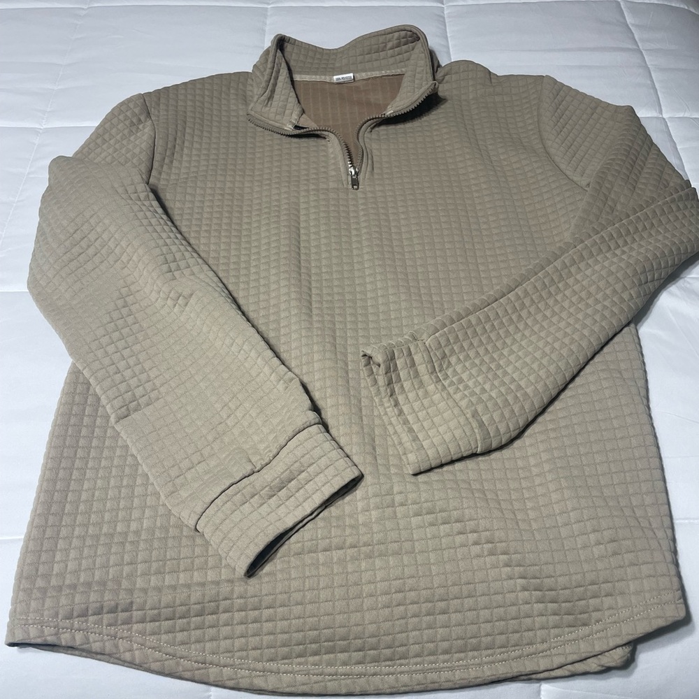 Men's Beige Quarter-Zip Sweater
